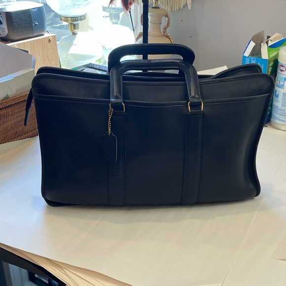 Coach Other - Coach VTG Black Leather Briefcase Tote Structured Top Handle Work Laptop Bag USA